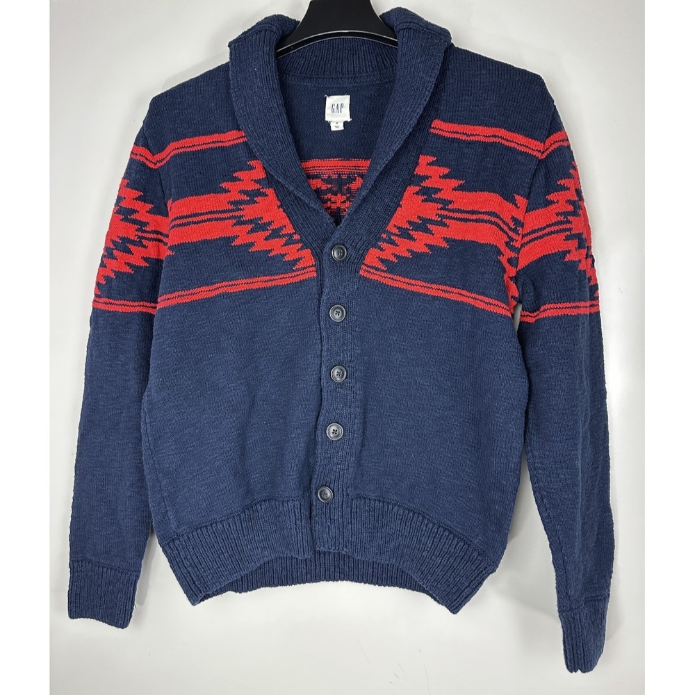 Gap Cardigan Sweater Men's Medium Shawl Collar Thick Knit Southwestern Aztec - Picture 10 of 12